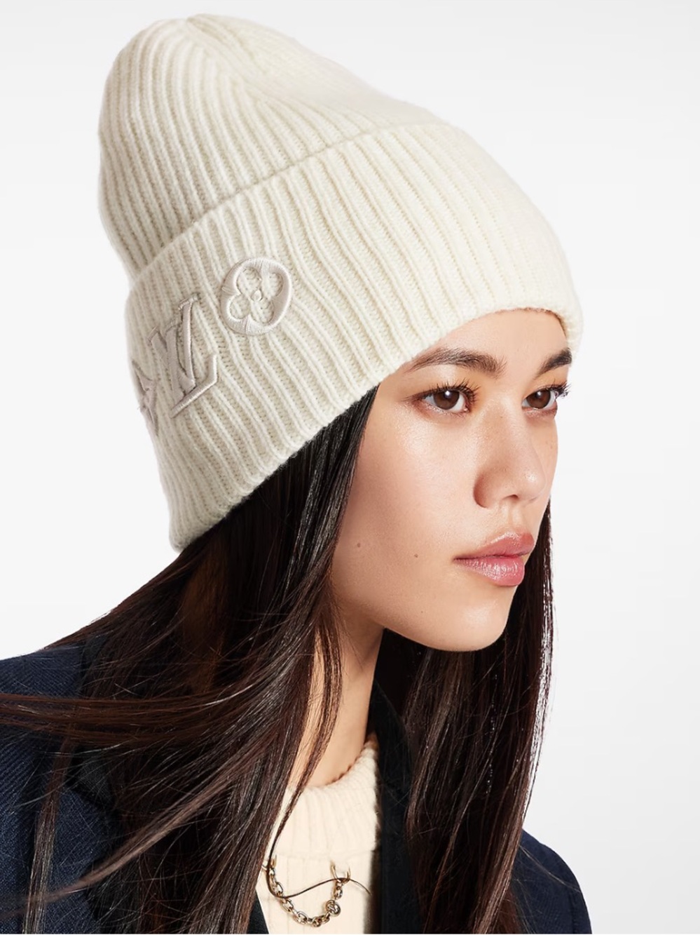 Louis Vuitton LV Headline Beanie in white ivory 100% wool beanie hat